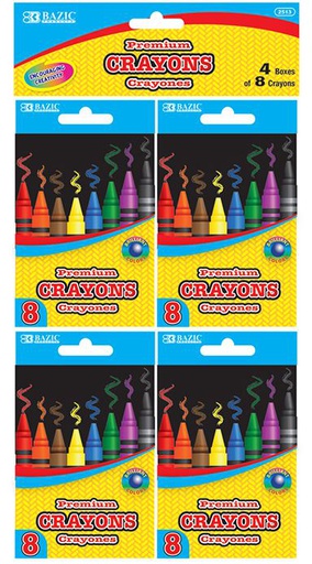 [297624] DV-2513-4pk-BAZIC 8 COLOR PREMIUM QUALITY CRAYON 3/30/21
