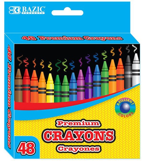 [322143] 2510-24 BAZIC 48 Ct. Premium Quality Color Crayons 24/C *