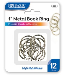 [322175] D 21124 BAZIC 1 Metal Book Rings (12/Pack) *