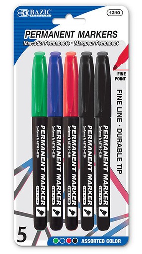 [322144] 1210-BAZIC ASST COLOR FINE TIP PERMANENT/5PK 24/cs