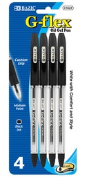 [322169] D-1702724-BAZIC G-Flex Black Oil-Gel Ink Pen w/ Cushion Grip (4 pack)