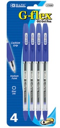 [322170] 17028-BAZIC G-Flex Blue Oil-Gel Ink Pen w/ Cushion Grip (4PK