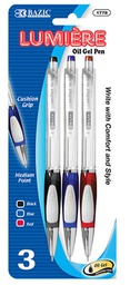 [322172] 1778-BAZIC Lumiere Assorted Color Oil-Gel Ink Retractable Pen 3/PK 24/IC 144/C *