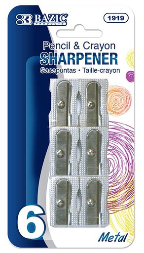 [328395] 1919-144  BAZIC Single Hole Metal Pencil Sharpener (6/Pack) 24/cs