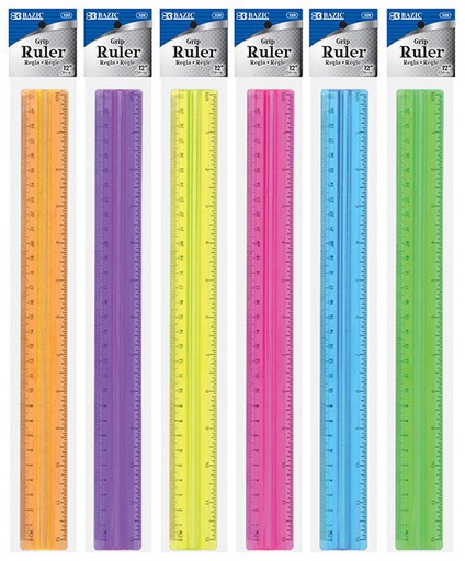 [328403] 320-24  BAZIC 12 (30cm) Ruler w/ Handle Grip