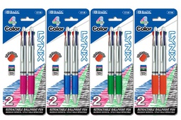 [339021] 1718-BAZIC Silver Top 4-Color Pen w/ Cushion Grip (2/Pack)