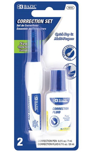 [339019] 1614-BAZIC Metal Tip Correction Pen & Correction Fluid (2/Pack) 24/cs