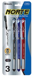 [348625] 1775-BAZIC Norte Asst. Color Needle-Tip Rollerball Pen (3/Pack) 24/IC 144/C *