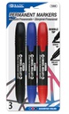 1242-BAZIC Asst. Color Double-Tip Permanent Marker (3/Pack) 24/cs