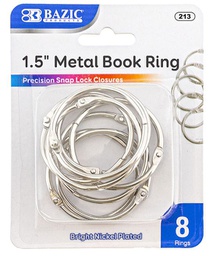 [348546] 213-BAZIC 1.5 Metal Book Rings (8/Pack)