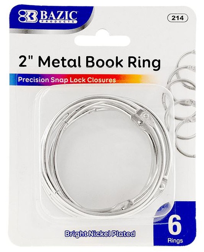 [348547] 214-BAZIC 2 Metal Book Rings (6/Pack) 24/IC 144/C