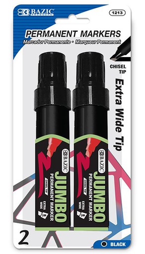 [348607] 1213-BAZIC 8 mm Jumbo Chisel Tip Permanent Marker (2/Pack) 24/IC 144/C *