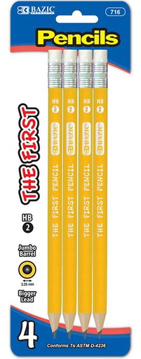 [361554] 716-BAZIC #2 Wood Jumbo Premium Yellow Pencil (4/pack) 24/IC 144/C *