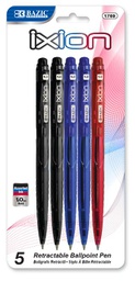 [373155] 1769-BAZIC B-330 Assorted Color Retractable Pen (5/Pack)