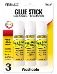 [373164] 2025-BAZIC 21g / 0.7 Oz Large Glue Stick (3/Pack) 24/IC 144/C *