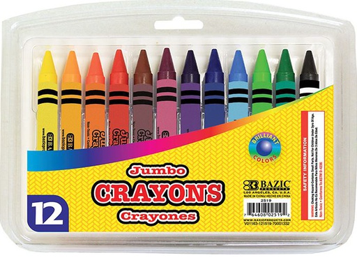 [373177] 2519-BAZIC 12 Color Premium Quality Jumbo Crayons 24/IC 72/C *