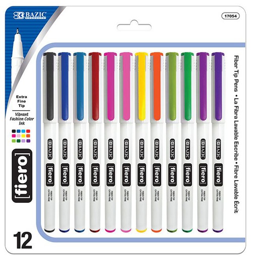 [373151] 17054-BAZIC 12 Color Fiero Fiber Tip Fineliner Pen 12/IC 72/C *