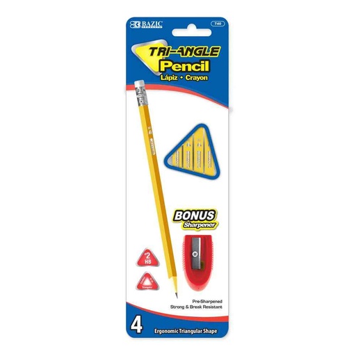 [389052] 740-BAZIC 4 #2 TRIANGLE YELLOW PENCIL W/ SHARPENER 24/IC 144/C *
