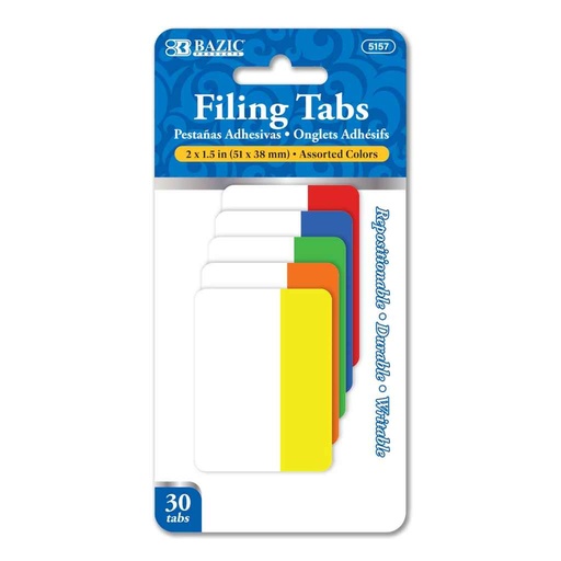 [401829] 5157-BAZIC 6CT. 2''x 1.5'' FILING TABS (5PK) 24/cs