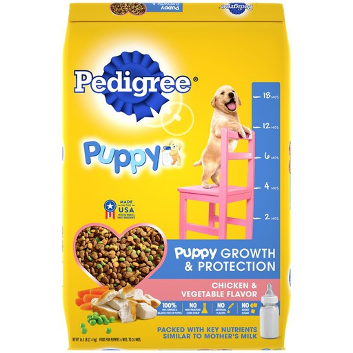 [428137] PEDIGREE PUPPY GROWTH &amp; PROTECTION DRY DOG FOOD CHICKEN &amp; VEG FLAVOR 16.3LBS