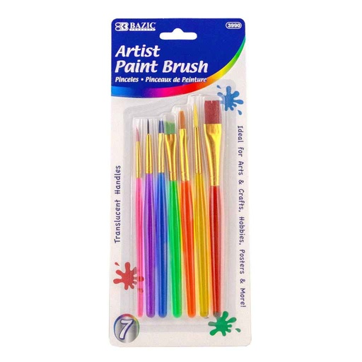 [485728] 3990-Bazic Paint Brush w/ Translucent Handle set (7/pack)