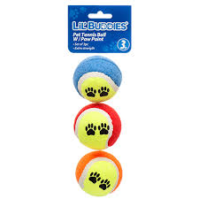 [494416] 78758-LIL' BUDDIES PET TOY TENNIS BALL 3PC W/PAW PAINT                                                     