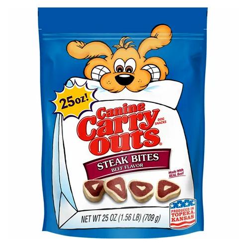 [314183] 246802-DOG TREAT CANINE CARRY OUTS STEAK BITES (BEEF FLAVOR) 4.5OZ 12/C