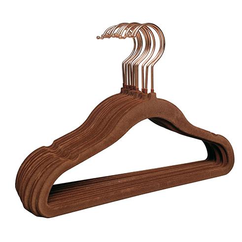 [518437] 615-BR 10PC Brown Non-Slip Velvet Suit Hanger (12Set)