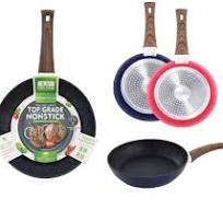 [518465] 9622 9.5 Dark Navy Blue & Fiery Red Diamond Coating Skillet with Wooden Decal Bakelite Handle (10)