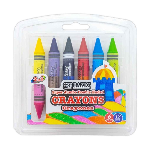 [540476] 2520-BAZIC 12 Color Double-Ended Premium Super Jumbo Crayon 24bx/72c