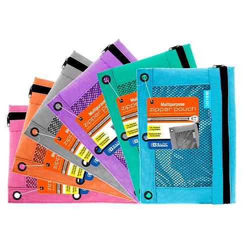 [540482] 810-BAZIC Retro Color 3-Ring Pencil Pouch w/ Window 24bx/144c