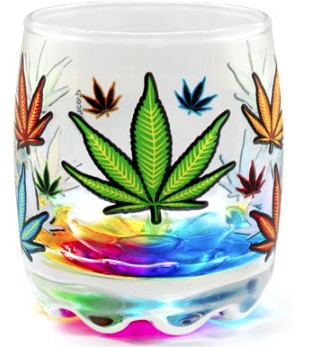 [547841] 18634 - POT LEAF R/BOW BOTM.2oz.SHOT GLASS