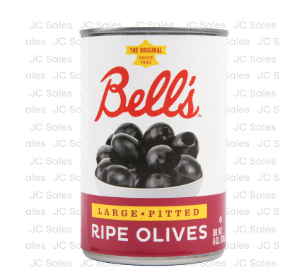 [600098] 19637 / 930513 BELLS PITTED LARGE RIPE BLACK OLIVES 6oz/24cs