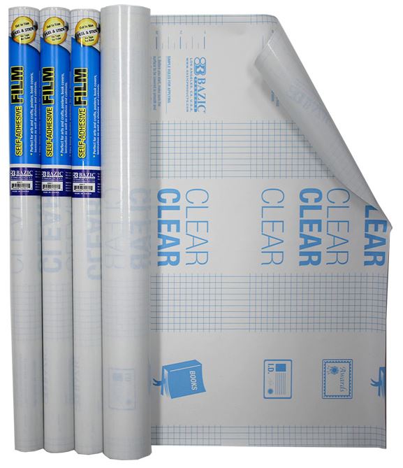 2901-BAZIC 18 X 1.5 Yard Clear Self Adhesive Book Cover 48/C *