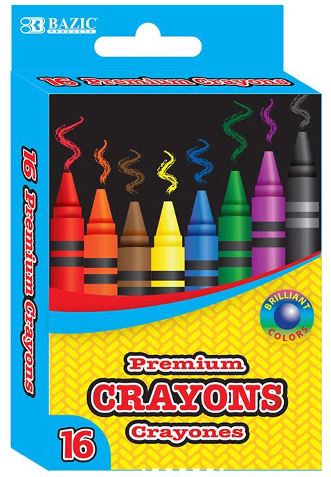 2517-BAZIC 16 Color Premium Quality Crayons 24/IC 144/C *