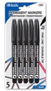 [373141] 1206-BAZIC Black Fine Tip Permanent Markers w/ Pocket Clip (5/pack) 24/IC 144/C *