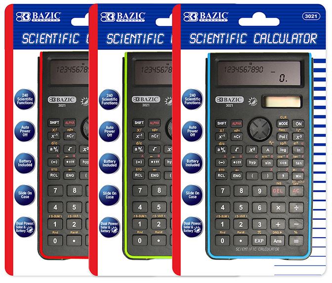 3021-BAZIC 240 Function Fancy color Scientific Calculator w/ 12/cs