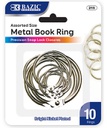 [379413] 215-BAZIC Assorted Size Metal Book Rings (10/Pack)