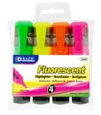 [379417] 2344-BAZIC Fluorescent Highlighters w/ Pocket Clip (4/Pack)