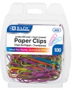 [422173] 205-BAZIC Jumbo (50mm) Color Paper Clips (100/Pack)